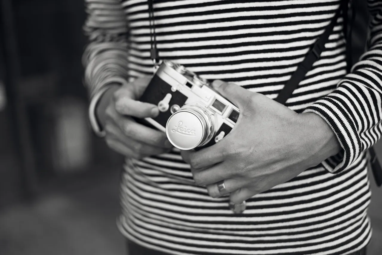 Black and white photo of a camera